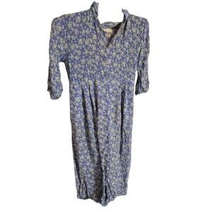 April Cornell VTG 90s Cottage Core Floral Maxi Dress A-Line Crepe Lavendar Sz  M